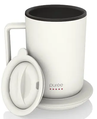 Puree Warming Coffee Mug, 12 oz. Stainless Steel Coffee Mug with Mug Warmer Coaster and Lid Order Now