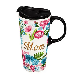 Beautiful Mom Metallic Ceramic Travel Cup with Lid - 5 x 4 x 7 Inches Must Have