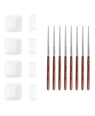 Pakkawood Chopsticks, Ceramic Rests and Sauce Bowls, Set of 4 Pairs Low Price