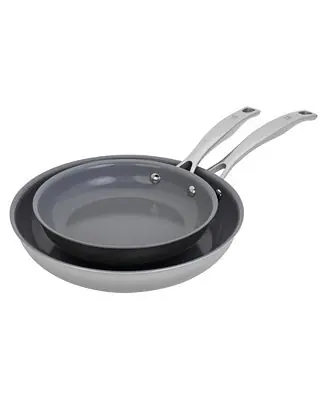 HENCKELS Clad H3 Ceramic Nonstick 2-Piece Stainless Steel Ceramic Nonstick Frying Pan Set Brand New