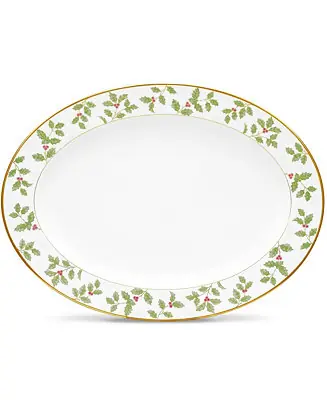 Holly & Berry Gold Oval Platter, 16" Order Now