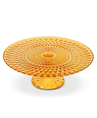 In Demand Rochester Footed Glass Cake Stand - Amber