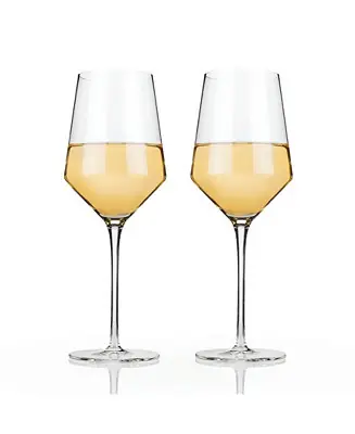 Warranty Included Raye Angled Crystal Chardonnay Wine Glasses, Set of 2, 13 Oz