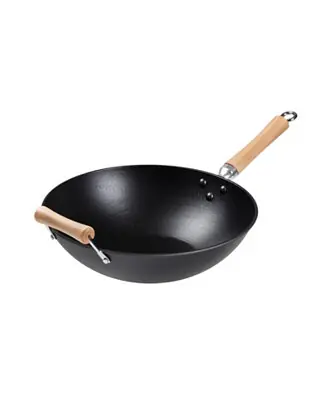 Free Returns Professional Series Cast Iron Wok with Maple Handle, 14"