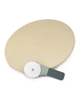 Weekend Sale Leo 2-Piece Pizza Stone and Cutter Set