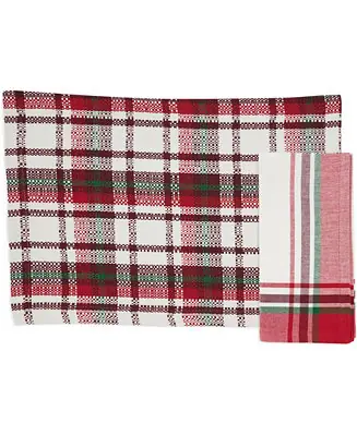 Simple Plaid Cotton Placemats and Napkins, Set of 8 Mega Sale