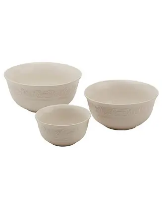 Bargain 3 Piece Medici Embossed White Bowl Set - 8", 7" 5"