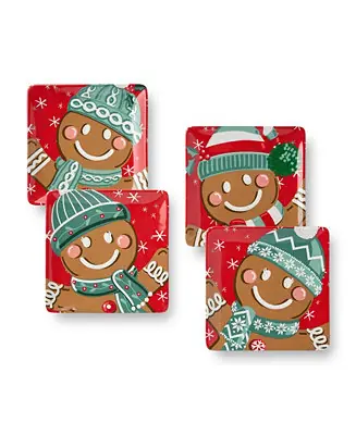 Crafted Christmas Whimsy Gingerbread Dessert Plates, Set of 4