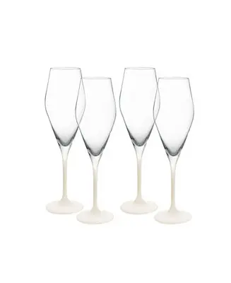 Premium Manufacture Rock Blanc Flutes Glasses, Set of 4