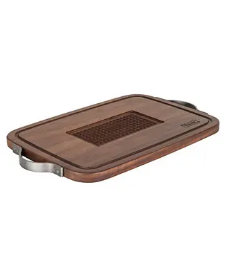 Acacia Carving Board with Juice Well and Metal Handles Weekend Sale