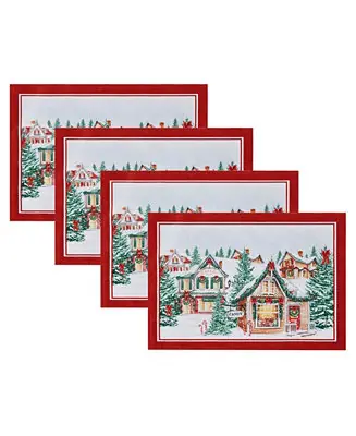 Storybook Christmas Village Holiday 4 Piece Placemat Set, 19" x 13" Order Now