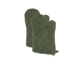 Modern Basic Terry Collection 100% Cotton Quilted, Oven Mitt, Artichoke, 2 Piece