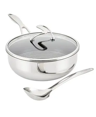 SteelShield C-Series Tri-Ply Clad Nonstick Chef Pan with Lid and Cooking Utensil Set, 3-Piece, Silver Fan Favorite