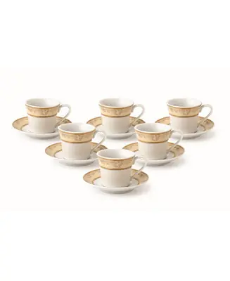 12 Piece 2oz Espresso Cup and Saucer Set, Service for 6 Special Offer