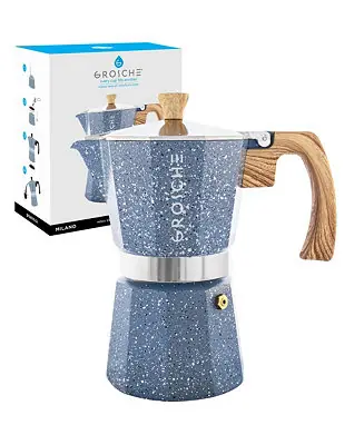 Direct From Factory MILANO Stone Stovetop Espresso Maker Moka Pot 9 Cup, 15.2 Oz