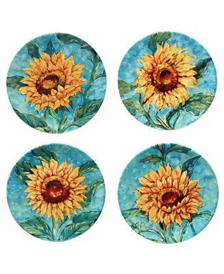 Certified Golden Sunflowers Set of 4 Salad Plates