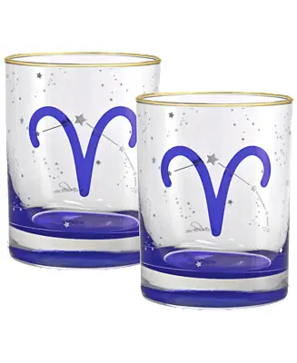 Bargain Aries Zodiac Double Old-Fashioned Glass, Set of 2