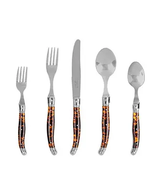 Laguiole Connoisseur 20-Piece 18/10 Flatware Set with Tortoise Handles Genuine
