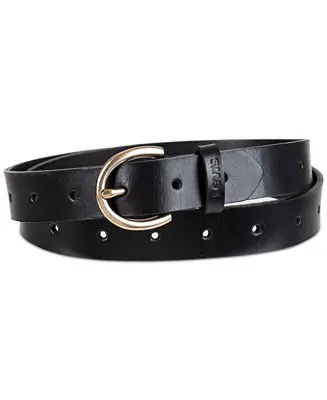 Women's Slim Adjustable Perforated Leather Belt Next Day Delivery