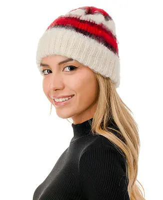 Viral Stripe Fuzzy Hair Beanie