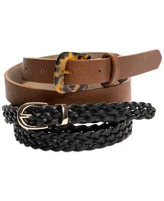 Deal Women's 2-Pk. Solid & Braided Belt Set