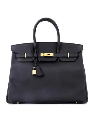 Fan Favorite Birkin 35 Handbag Black Epsom with Gold Hardware