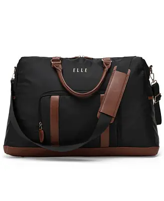 Luxe Journey 13" Twill and Faux Leather Weekender Duffel Bag Fast Shipping