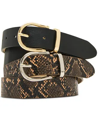 1-3/10" Faux-Leather Belt, Set of 2 Best Seller