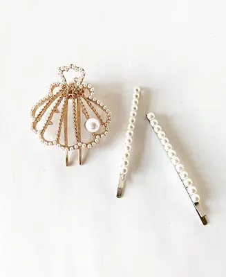 Low Price Imitation Pearl Bobby Pins and Seashell Hair Clip Three-Piece Set