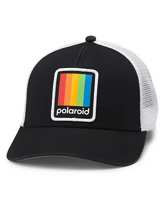 Men's and Women's Black/White Polaroid Twill Valin Patch Adjustable Trucker Hat Big Sale