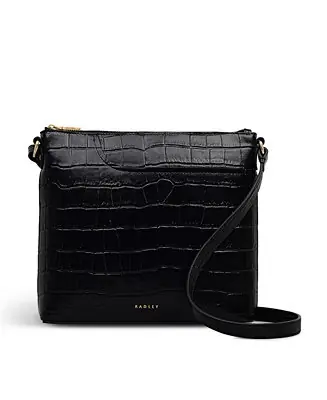 Big Sale Pockets Faux Croc Small Zip Top Crossbody Bag