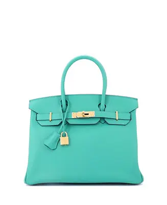 Birkin 30 Handbag Green Epsom with Gold Hardware Top Pick
