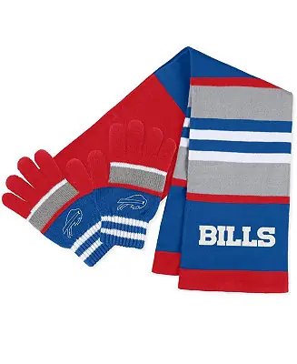 Women's Buffalo Bills Stripe Glove and Scarf Set Genuine