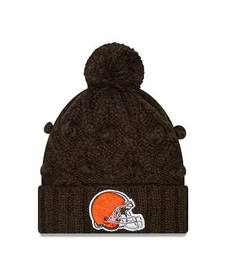 Cheap Women's Brown Cleveland Browns Toasty Cuffed Knit Hat with Pom
