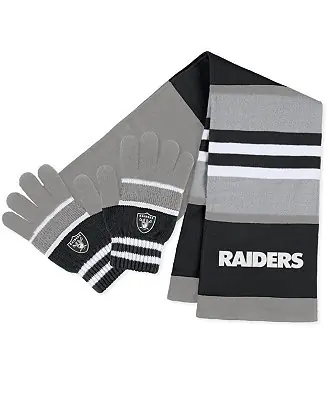 Authentic Women's Las Vegas Raiders Stripe Glove and Scarf Set