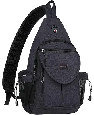 Canvas Sling Backpack with Anti-Theft Pocket - Water-Resistant Crossbody Hiking Daypack for Travel Flash Sale