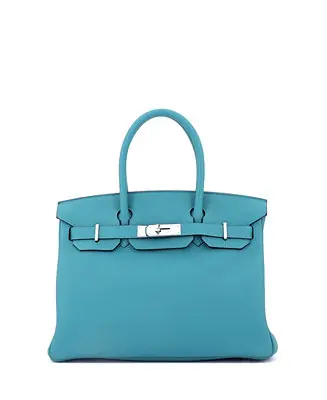 Discount Birkin 30 Handbag Blue Togo with Palladium Hardware