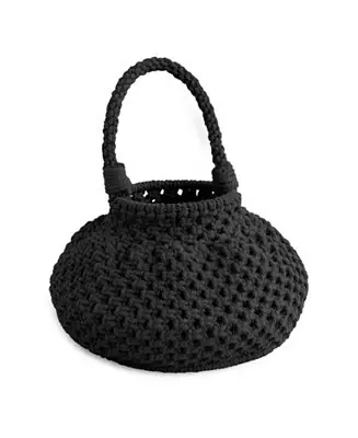 NAGA Macrame Bucket Bag In Black Mega Sale