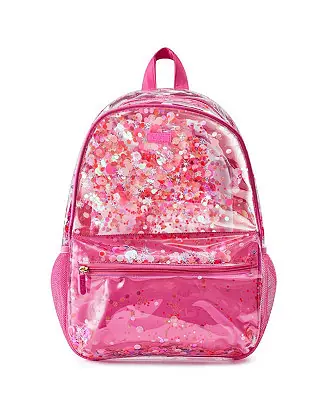 Order Now Sweet Tart Pink Confetti Backpack Women's Fashion Shoulder Clear Book Bag Trendy Confetti Look for Work and Travel (Pink - Sweet Tart