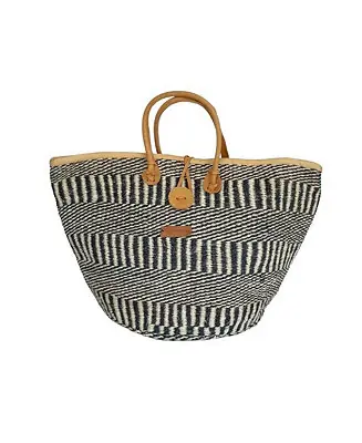 Popular Balance Stripes Handwoven Beach Straw Tote Basket