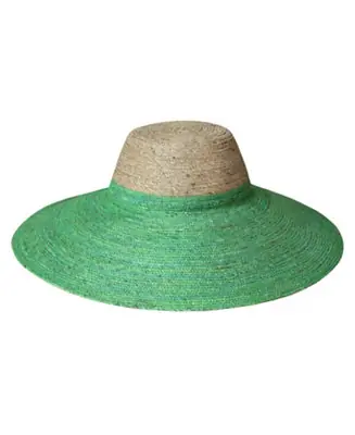 Professional Grade Riri Duo Jute Handwoven Straw Hat In Natural & Kelly Green