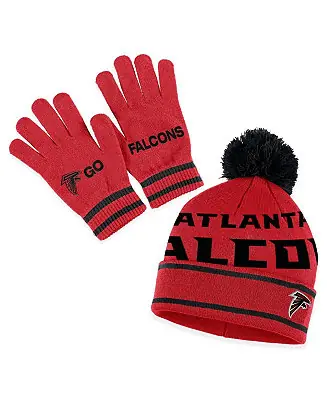 Women's Red Atlanta Falcons Double Jacquard Cuffed Knit Hat with Pom and Gloves Set Luxury