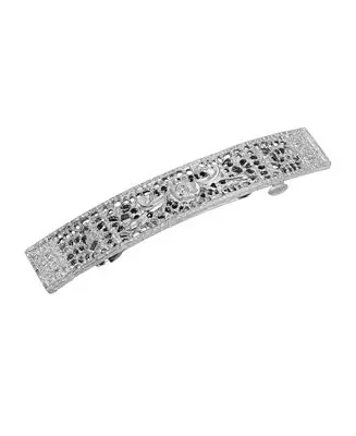 Women's Silver-Tone Floral Bar Barrette Fan Favorite