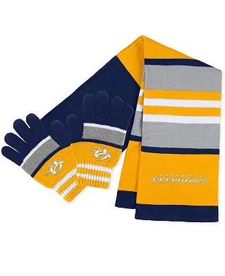 Genuine Women's Nashville Predators Stripe Glove and Scarf Set