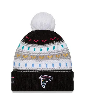 Latest Women's Black Atlanta Falcons 2025 NFL Crucial Catch Cuffed Knit with Pom Hat