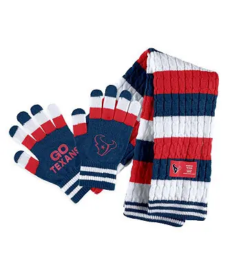 Exclusive Offer Women's Houston Texans Striped Scarf and Gloves Set