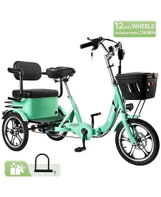Foldable Electric Tricycle for Adults E-Trike with 400W Motor, 34-Mile Range & Comfortable Rear Seat | Speed Limit for Safety Premium