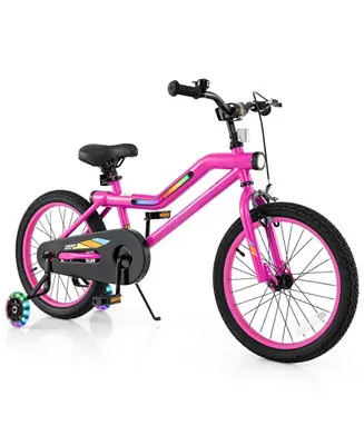 18-Inch Kids Bike with LED Lights, Training Wheels, and Headlight, Adjustable Seat for Ages 4-8 New Arrival