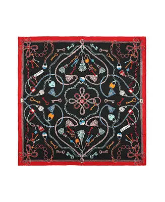 Women's Lock and Key Silk Square Scarf Luxury