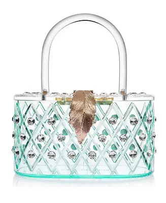 1950 Retro Style "Spearmint Ice" Crystal Lucite Box Clutch Bag Sale